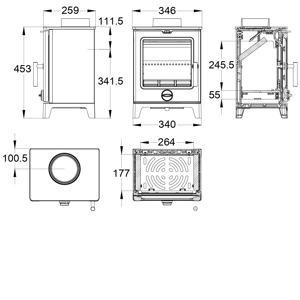 Derwent Small Wood Stove - 4Kw