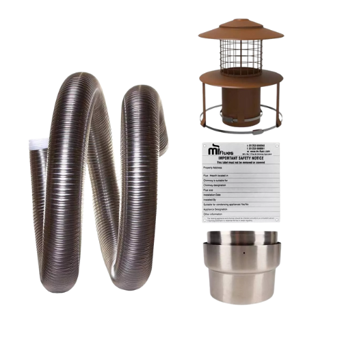 8 Metre Flexible Flue Liner Kit – 5" (125mm) – 316/316 Grade Stainless Steel